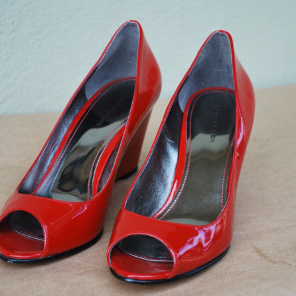 Red Patent Leather Wedges